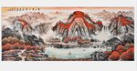 富贵金山流水生财风水装饰画图片