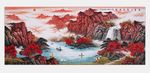 鸿运当头流水生财风水装饰画图片