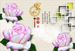 3d唯美立体玫瑰电视背景墙