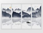 中式意境手绘水墨山水移门