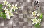 飘香简约3d砖墙百合背景