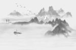 山水风景水墨壁画简约背景墙