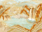 金色山水风景大理石纹壁画背景墙