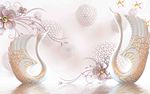 高贵天鹅花纹壁画背景墙