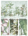 水彩手绘热带植物绿色壁画背景