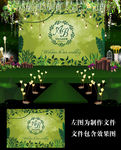 绿色森系婚礼迎宾甜品台