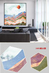 北欧现代抽象金山山峦日出无框画