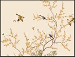 中式简约工笔花鸟手绘背景