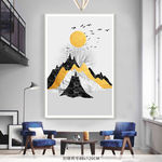 北欧大理石抽象山峦金色装饰画