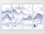 新中式禅意抽象水墨山水画移门
