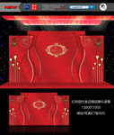红色现代简约婚礼背景