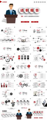 红色简约述职报告PPT模板