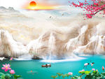 大理石山水背景墙