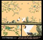 高清大型壁画手绘花鸟