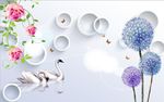 3D玫瑰花蒲公英