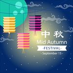 卡通灯笼月亮中秋节海报