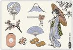 手绘矢量日本民间素材
