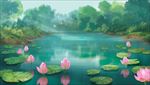 荷花池绘画