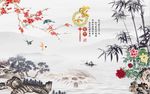 家和富贵竹子梅花图