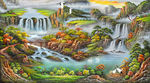 油画山水背景墙