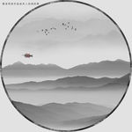 高清水墨山水画装饰画挂画
