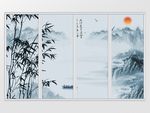 水墨山水竹子移门