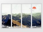 大理石纹岩石高山移门