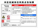 冲压机械岗位风险点告知牌