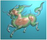 瑞兽仿古麒麟玉雕挂件牌子精雕图