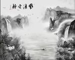 新中式水墨山水风清云静山水画