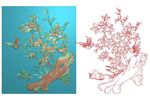 牡丹鸟花鸟门板花开富贵精雕图