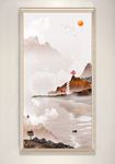 新中式山水画麋鹿装饰画