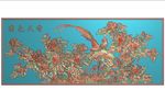 国色天香喜鹊牡丹花挂屏精雕图
