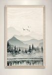 新中式诗意远山飞鸟树林装饰画