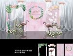粉色火烈鸟婚礼背景设计