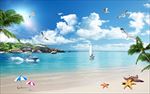 唯美简约大海椰树海岛沙滩背景