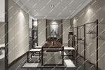 新中式茶室集成墙面效果图