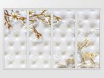 3d玉兰花枝珠宝钻石梅花鹿移门
