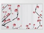 粉色花卉白色移门