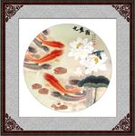 荷花九鱼图