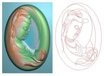 椭圆莲花观音菩萨挂件精雕浮雕