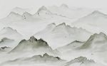 新中式水墨山水手绘背景墙