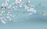 中式玉兰花鸟