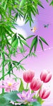 竹子荷花图