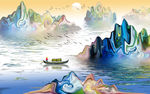 山水水墨背景墙