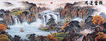 新中式鸿运当头山水画电视背景墙