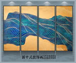 金线山水新中式装饰画