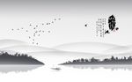 新中式意境风景山水背景墙