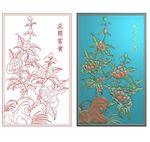 四季花牡丹花开富贵精雕浮雕灰度