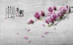 新中式立体兰花唯美背景墙
